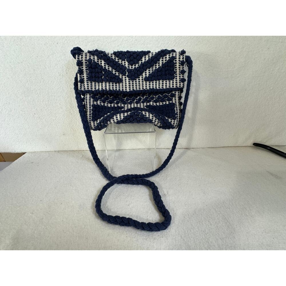 Lovestitch Boho Chic Cross-body Envelope Clutch Bag Blue & Cream
